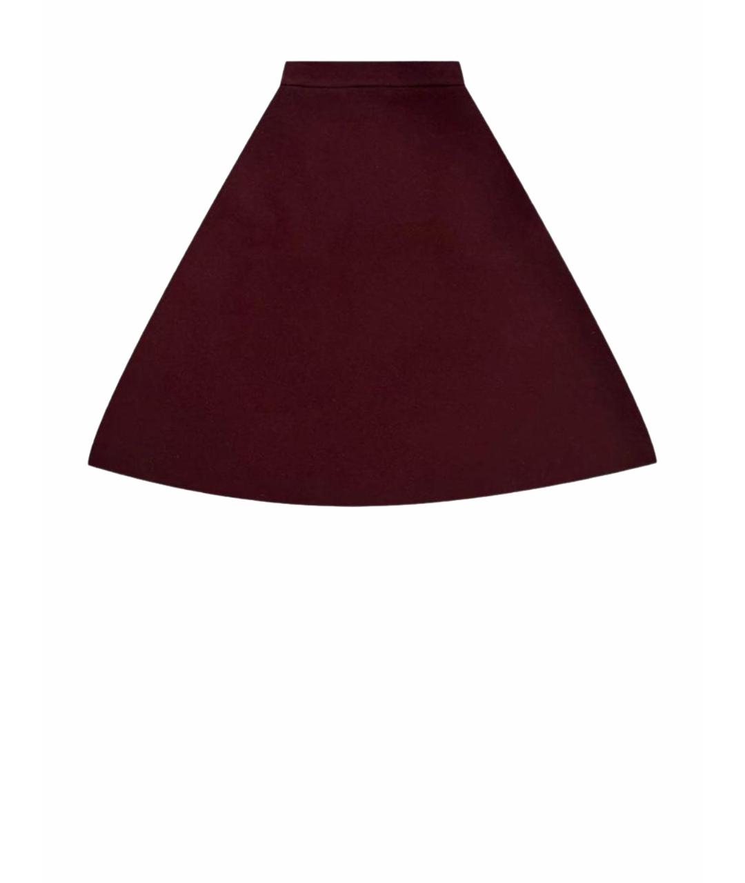 VALENTINO Бордовая шерстяная юбка миди, фото 1