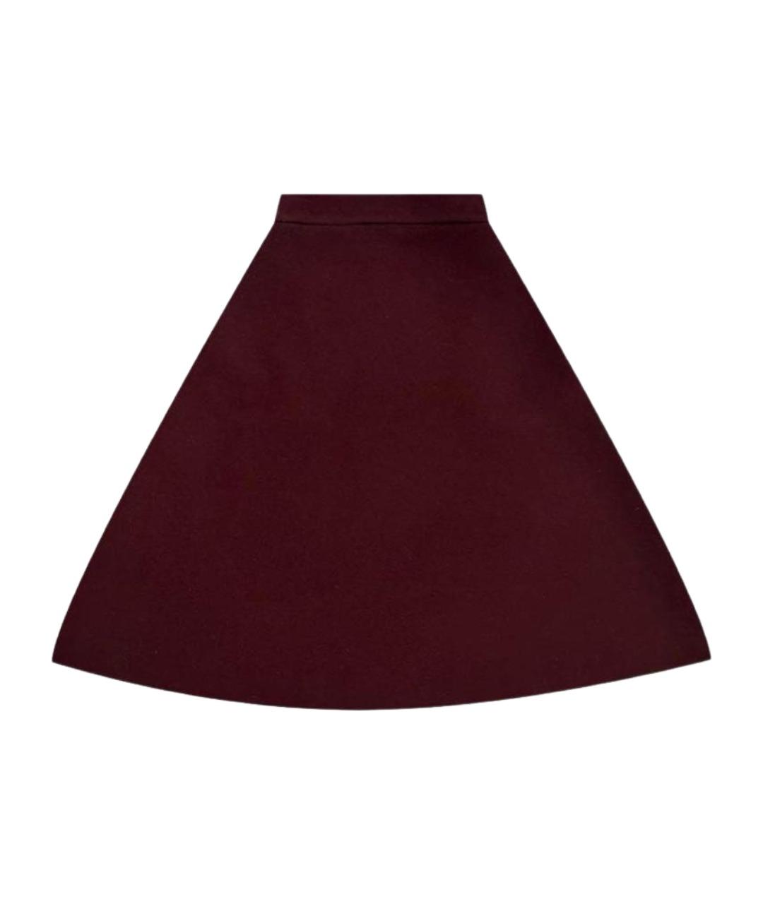VALENTINO Бордовая шерстяная юбка миди, фото 7