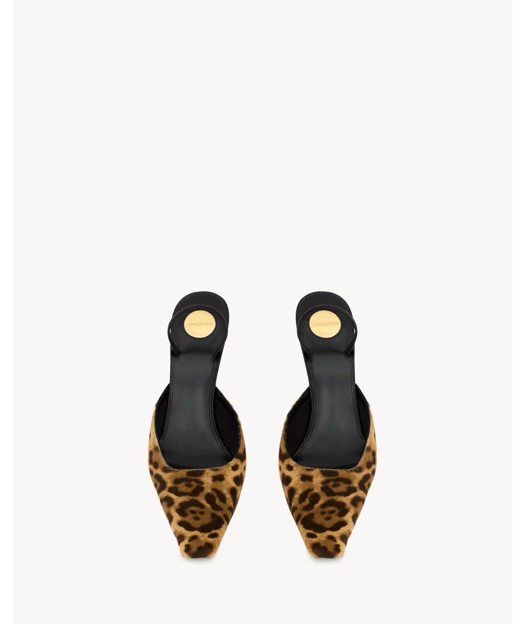 SAINT LAURENT Коричневые кожаные туфли, фото 2