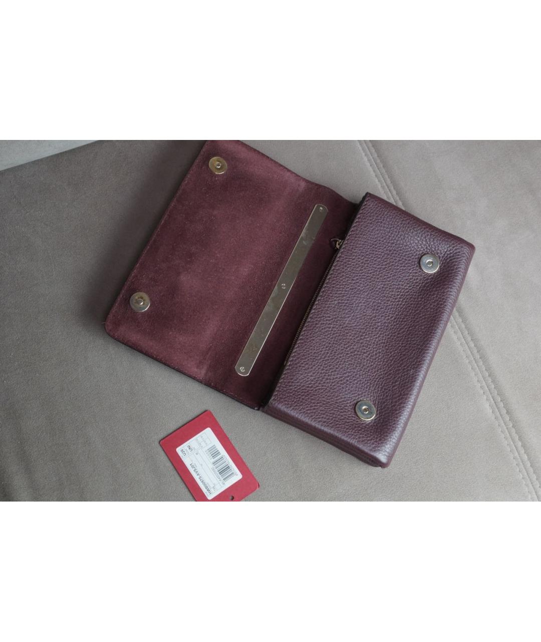 VALENTINO Бордовая кожаная сумка через плечо, фото 8