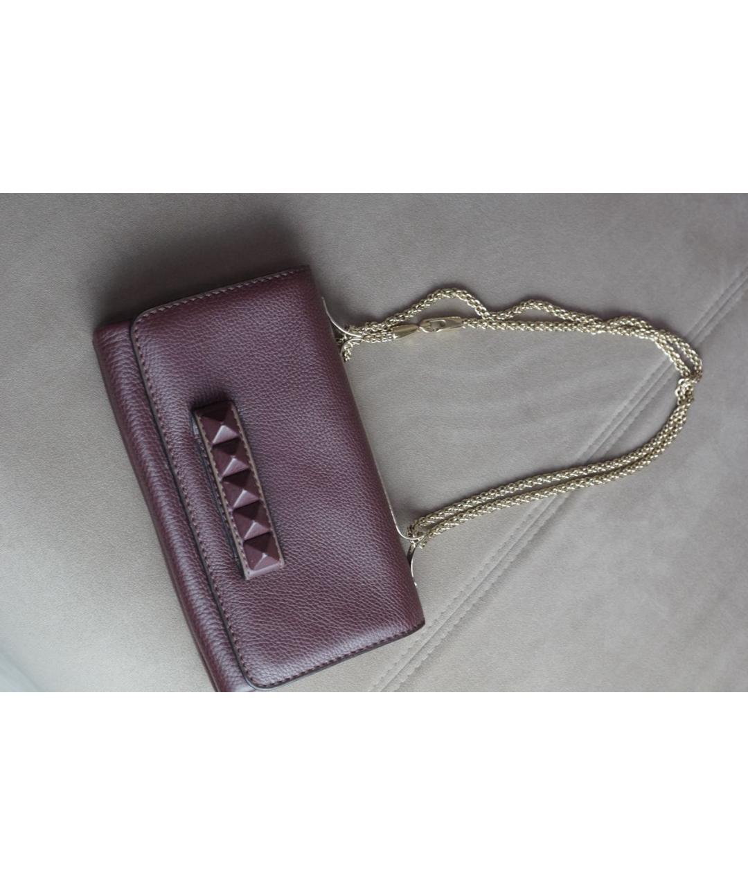 VALENTINO Бордовая кожаная сумка через плечо, фото 2