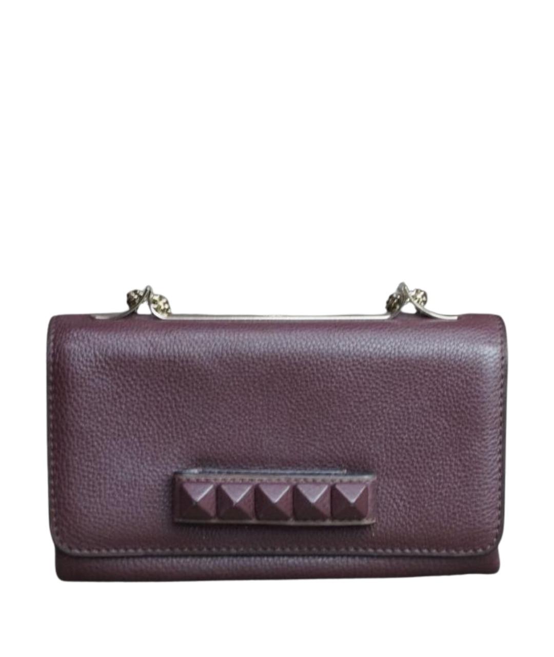 VALENTINO Бордовая кожаная сумка через плечо, фото 1