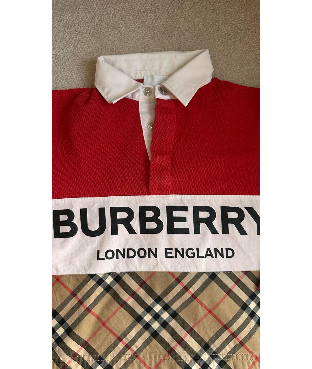 BURBERRY Красный хлопковый детская футболка / топ, фото 3