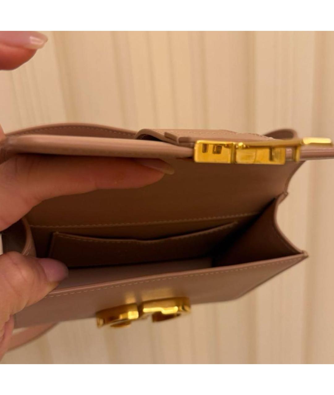 CHRISTIAN DIOR Бежевая кожаная сумка через плечо, фото 4