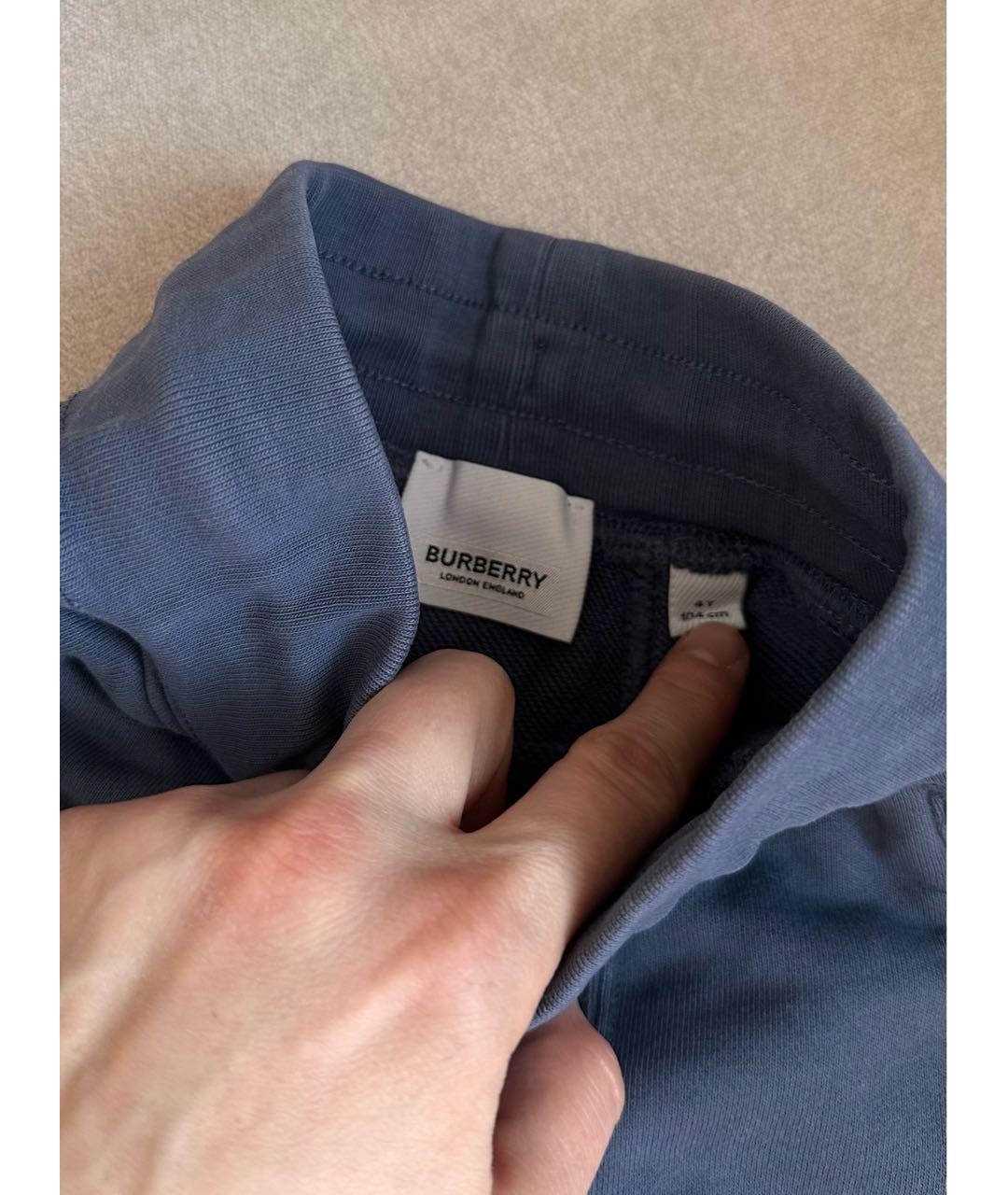 BURBERRY Голубые хлопковые брюки и шорты, фото 4