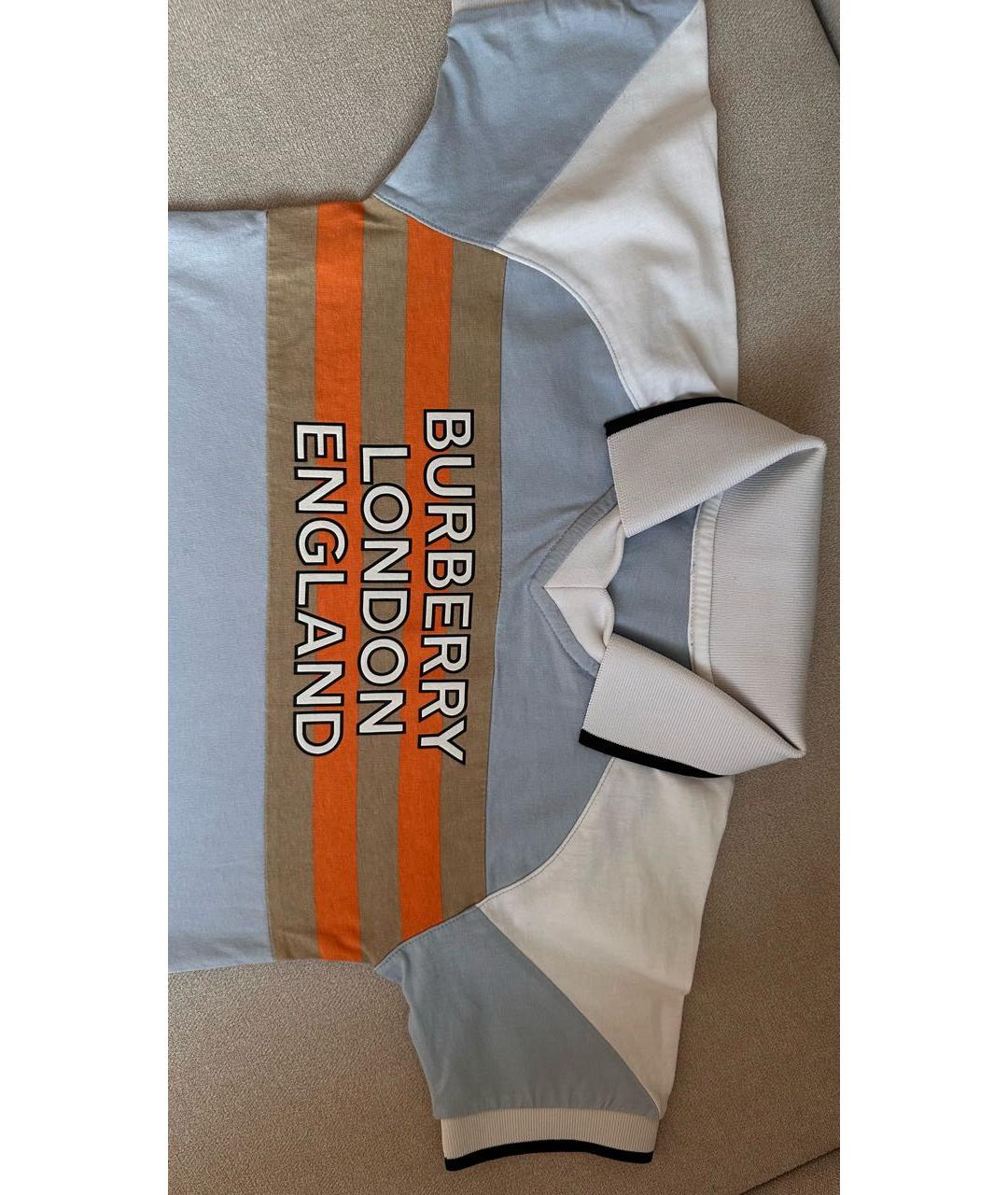 BURBERRY Голубая хлопковая детская футболка, фото 3