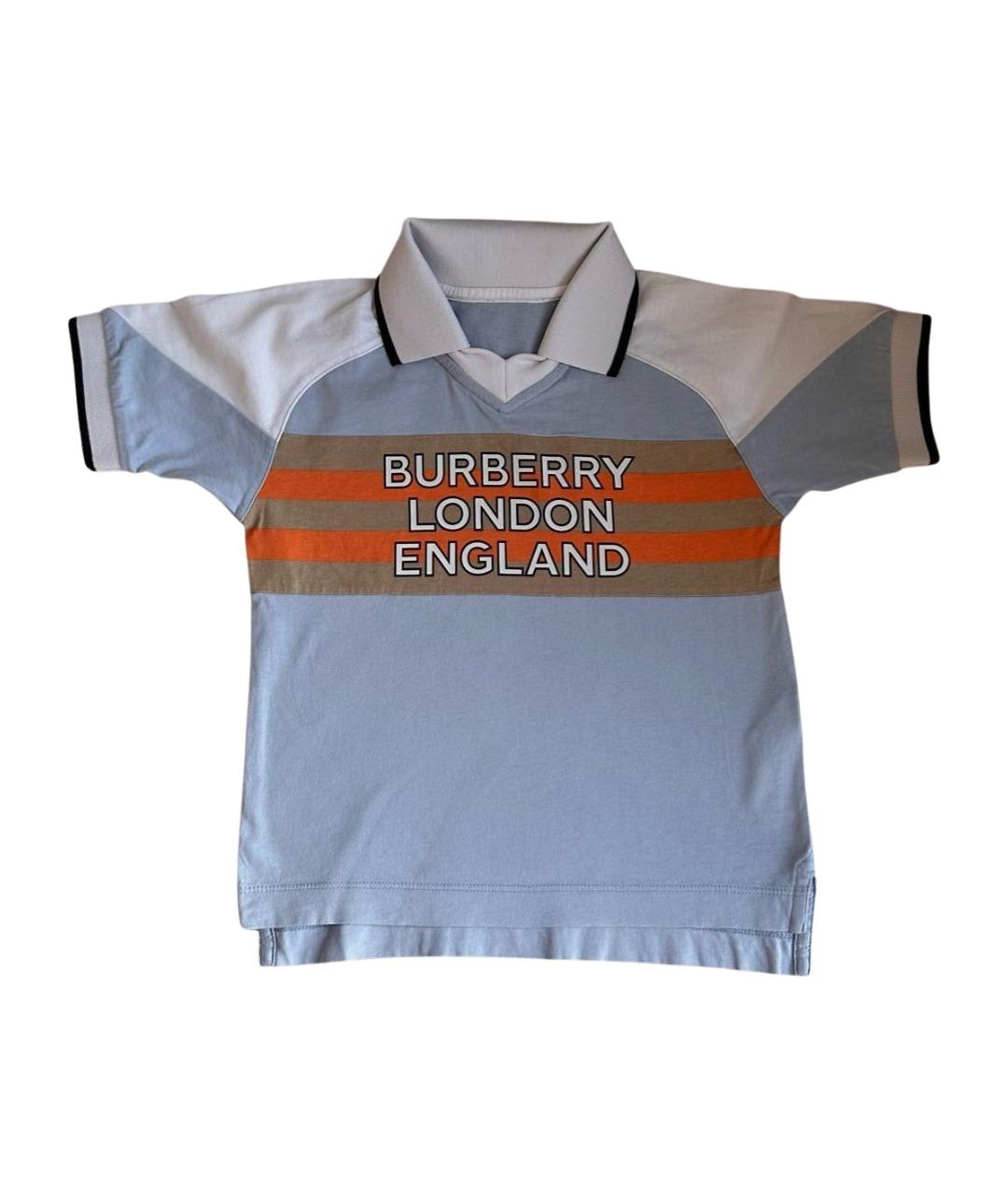 BURBERRY Голубая хлопковая детская футболка, фото 1
