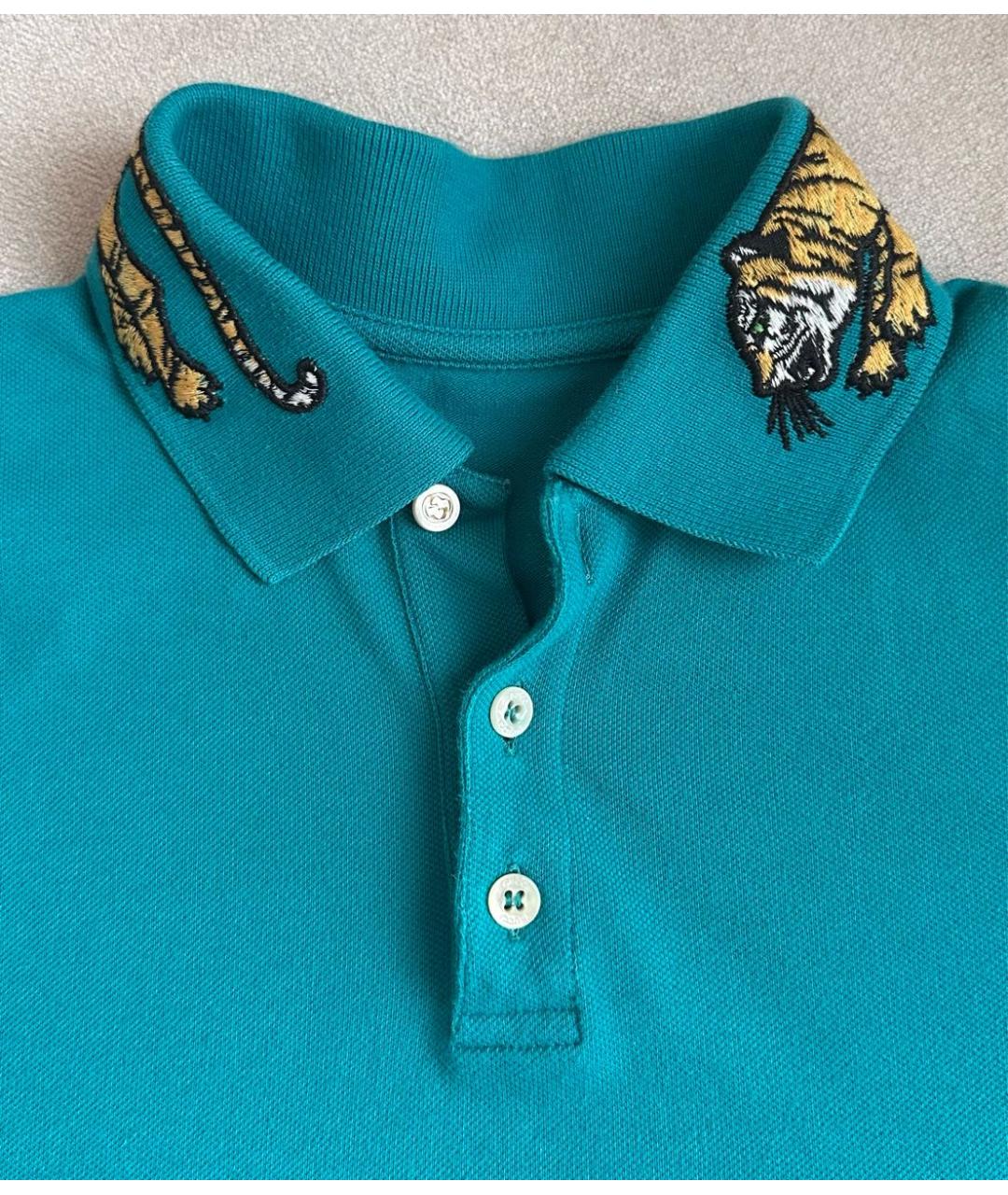 GUCCI Бирюзовая хлопковая детская футболка, фото 3