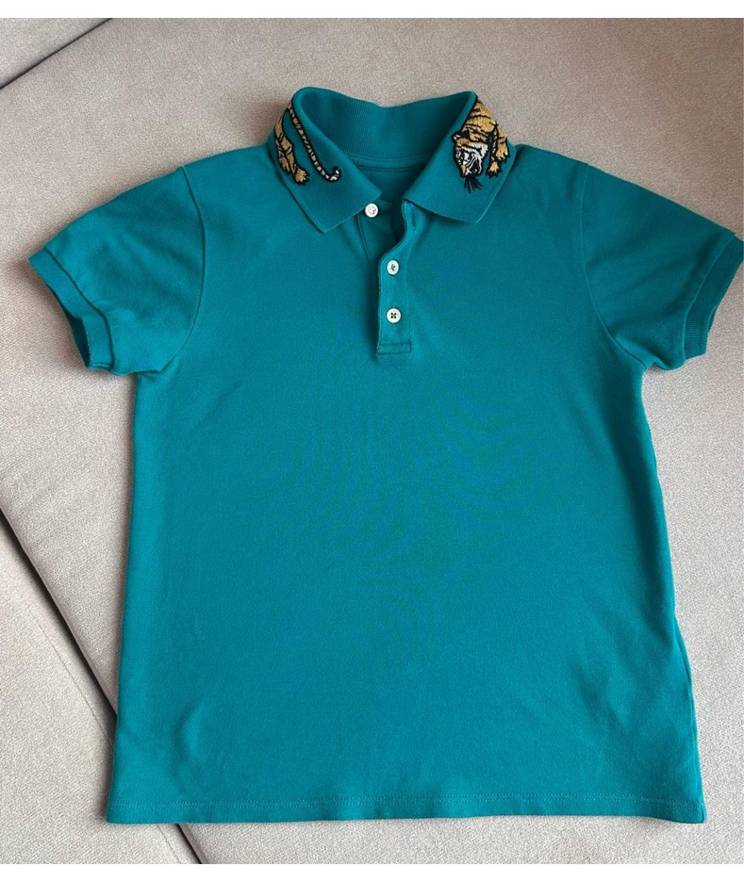 GUCCI Бирюзовая хлопковая детская футболка, фото 6
