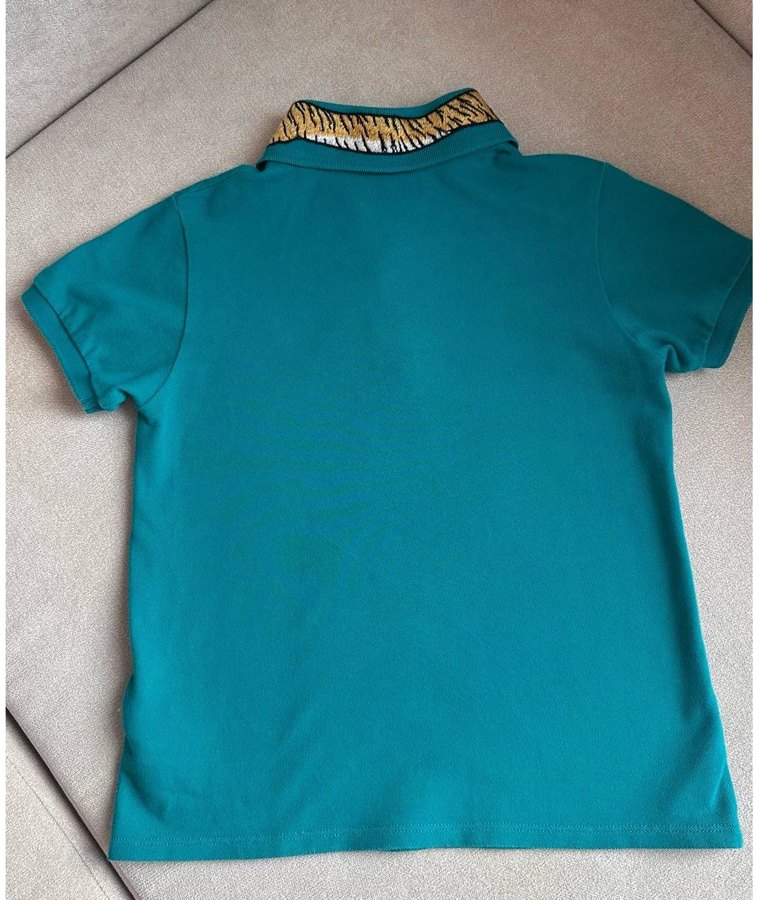 GUCCI Бирюзовая хлопковая детская футболка, фото 2