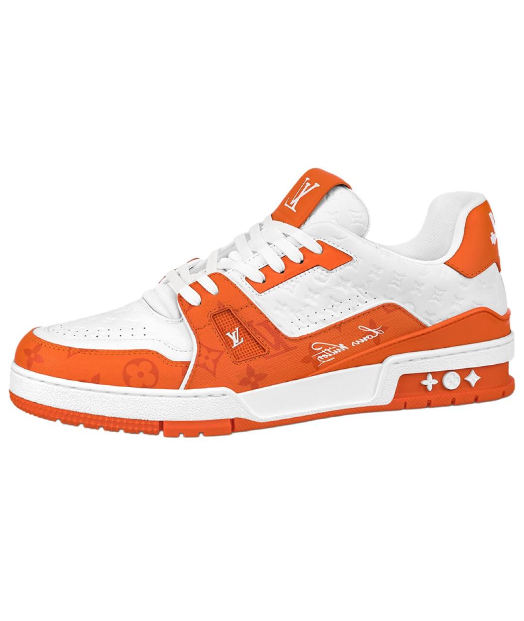 LOUIS VUITTON Оранжевое кожаные кроссовки, фото 2
