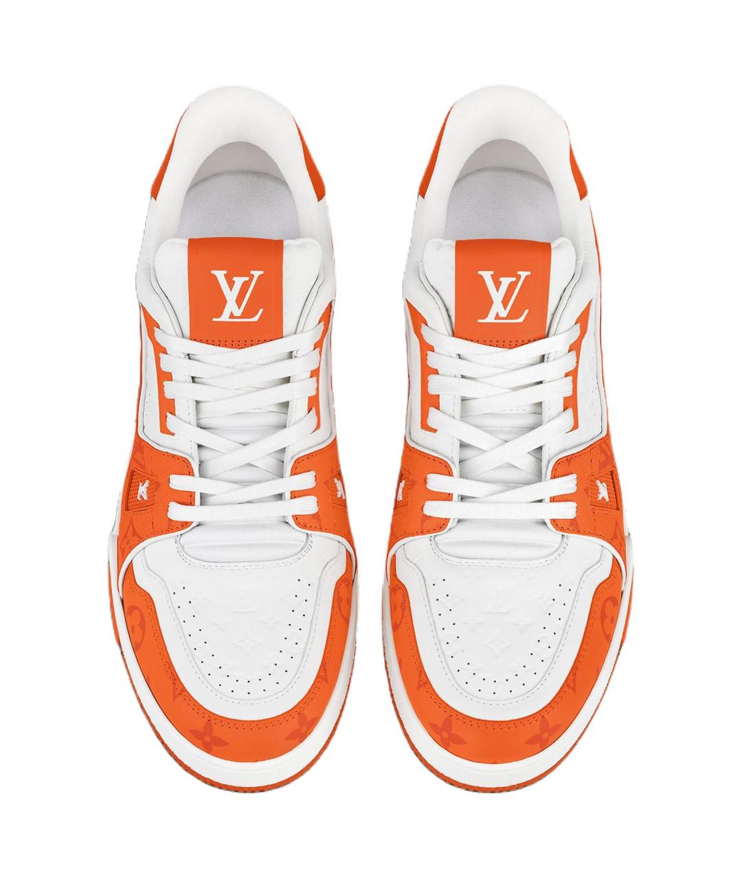 LOUIS VUITTON Оранжевое кожаные кроссовки, фото 4