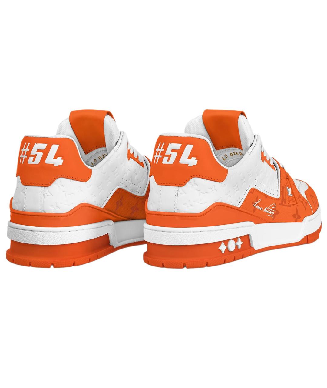 LOUIS VUITTON Оранжевое кожаные кроссовки, фото 3