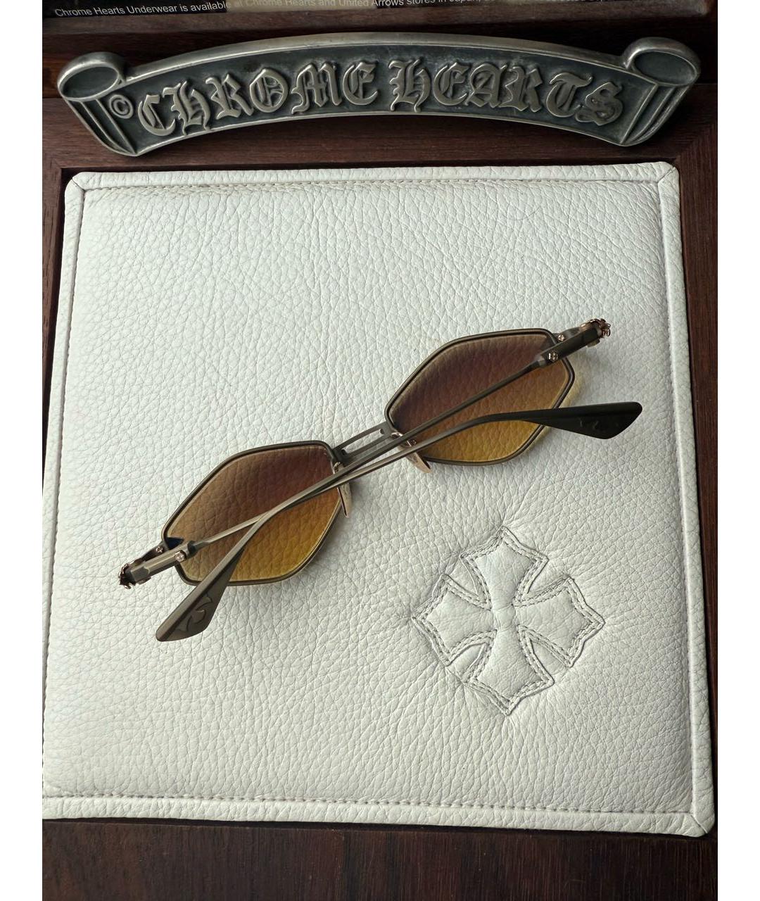 CHROME HEARTS Золотые металлические солнцезащитные очки, фото 2