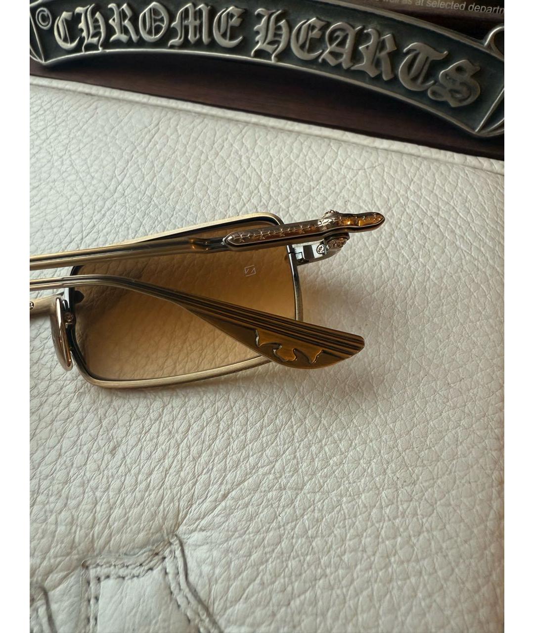 CHROME HEARTS Коричневые металлические солнцезащитные очки, фото 3