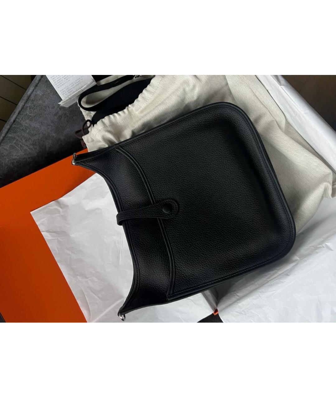 HERMES Черная кожаная сумка через плечо, фото 4