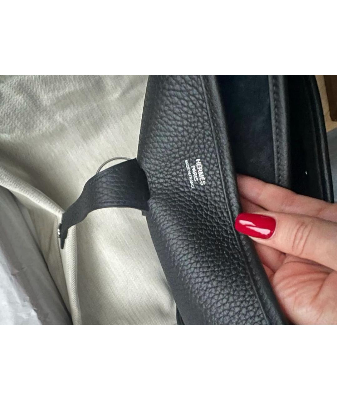 HERMES Черная кожаная сумка через плечо, фото 8