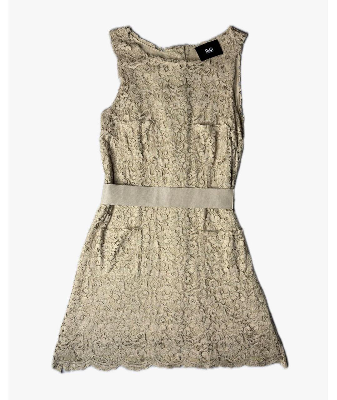 DOLCE&GABBANA Бежевое вискозное коктейльное платье, фото 8