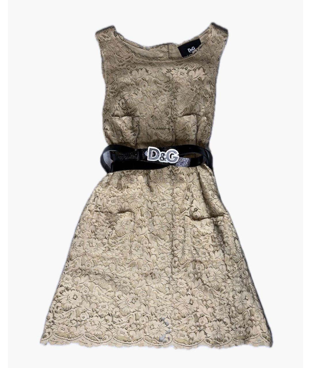 DOLCE&GABBANA Бежевое вискозное коктейльное платье, фото 7