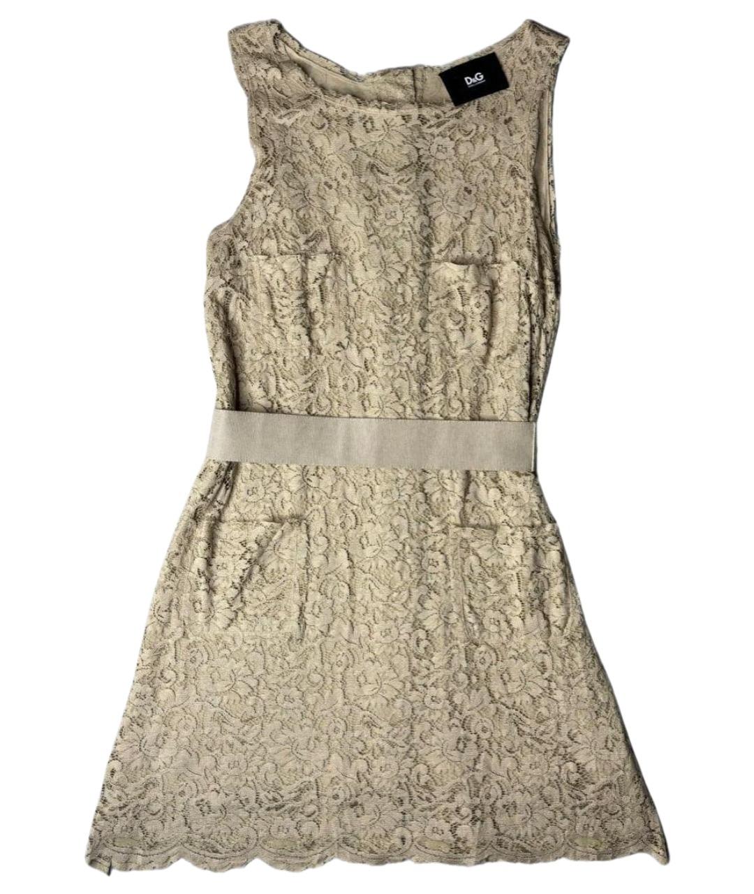 DOLCE&GABBANA Бежевое вискозное коктейльное платье, фото 1