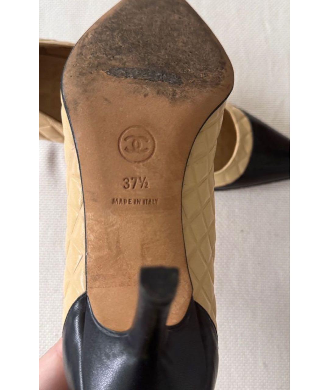 CHANEL Бежевые кожаные туфли, фото 2