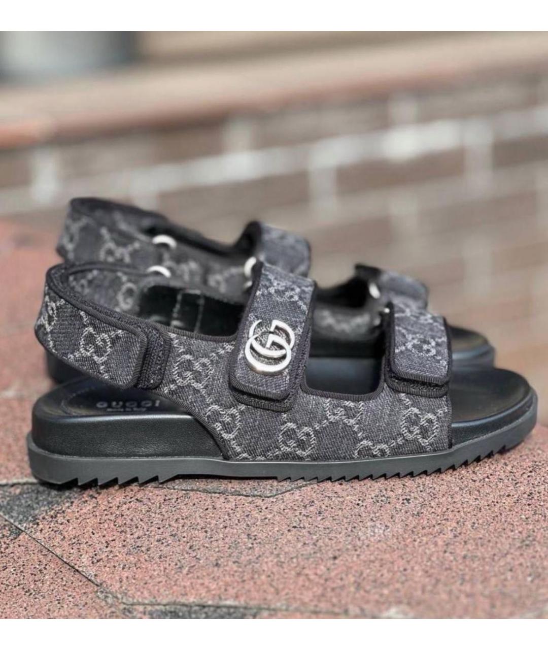 GUCCI Антрацитовые кожаные сандалии, фото 6