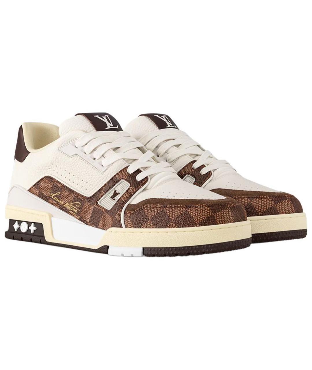 LOUIS VUITTON Коричневые кожаные кроссовки, фото 3