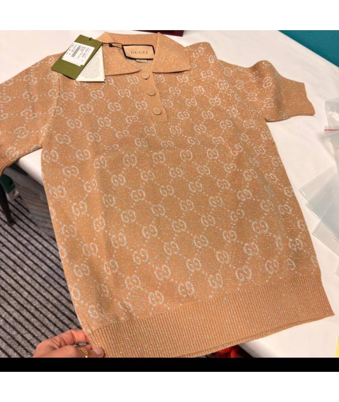 GUCCI Бежевая хлопковая футболка, фото 8