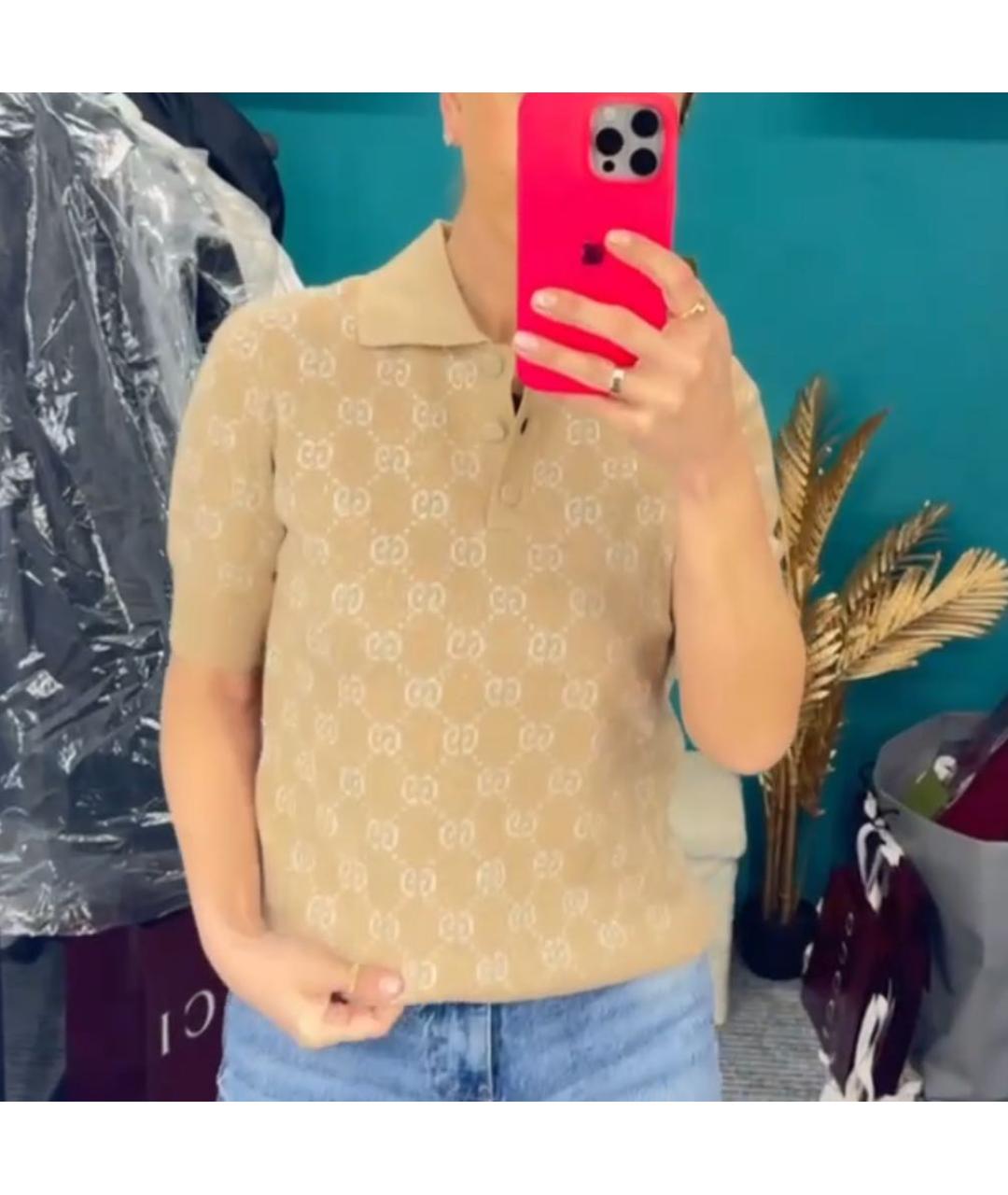 GUCCI Бежевая хлопковая футболка, фото 5