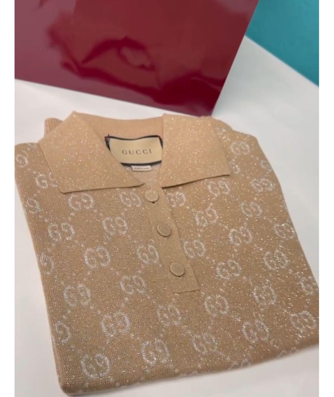 GUCCI Бежевая хлопковая футболка, фото 7