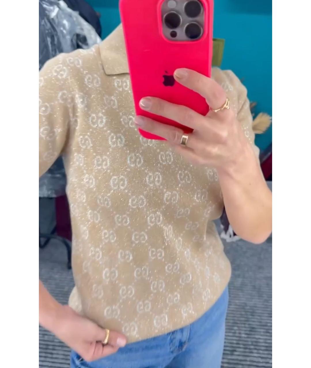 GUCCI Бежевая хлопковая футболка, фото 4