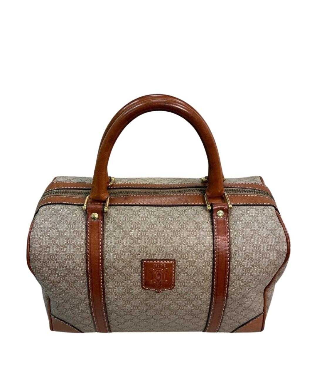 CELINE Бежевая кожаная сумка с короткими ручками, фото 1