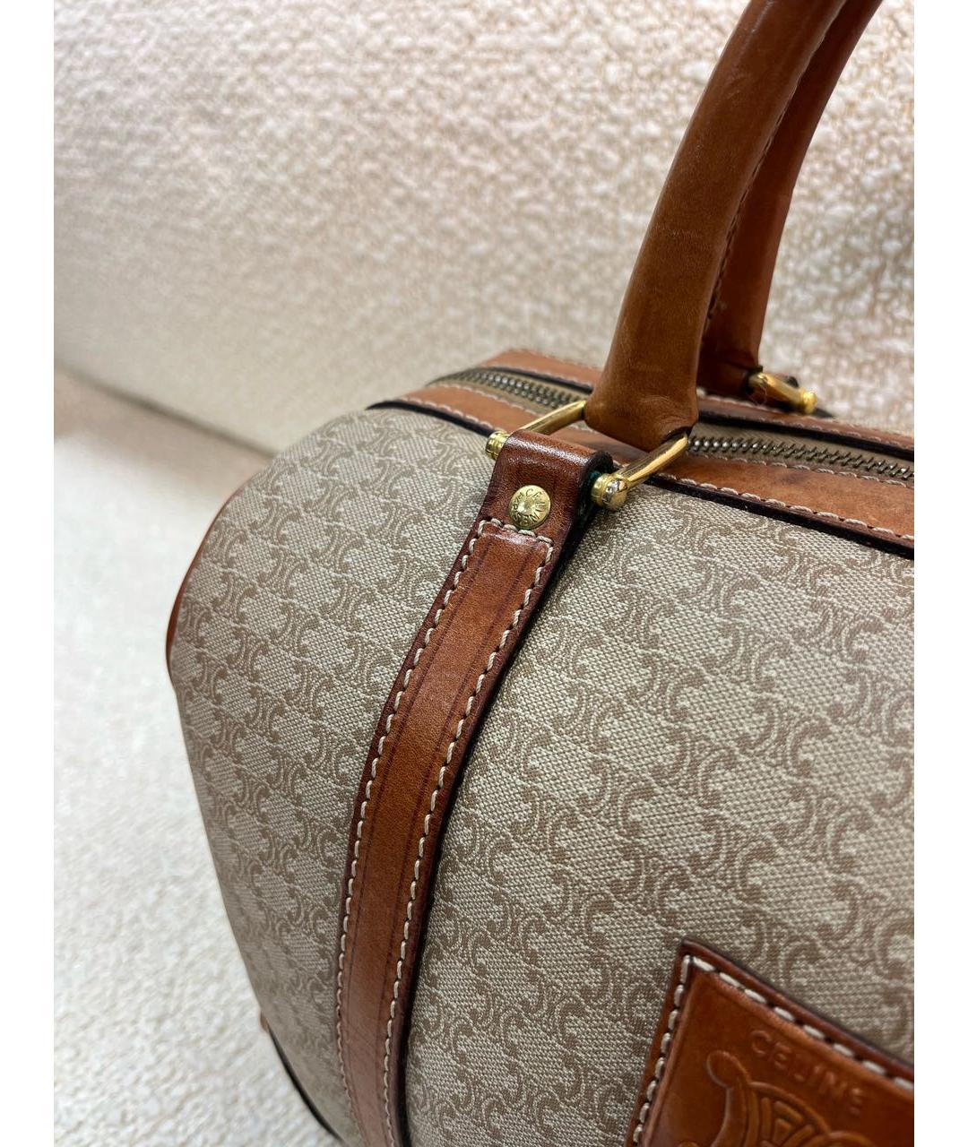 CELINE Бежевая кожаная сумка с короткими ручками, фото 8