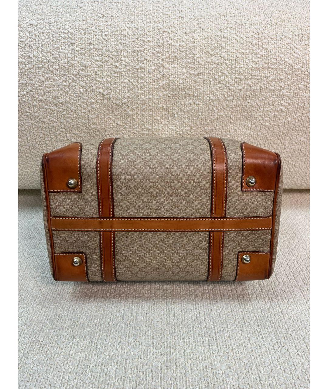 CELINE Бежевая кожаная сумка с короткими ручками, фото 6