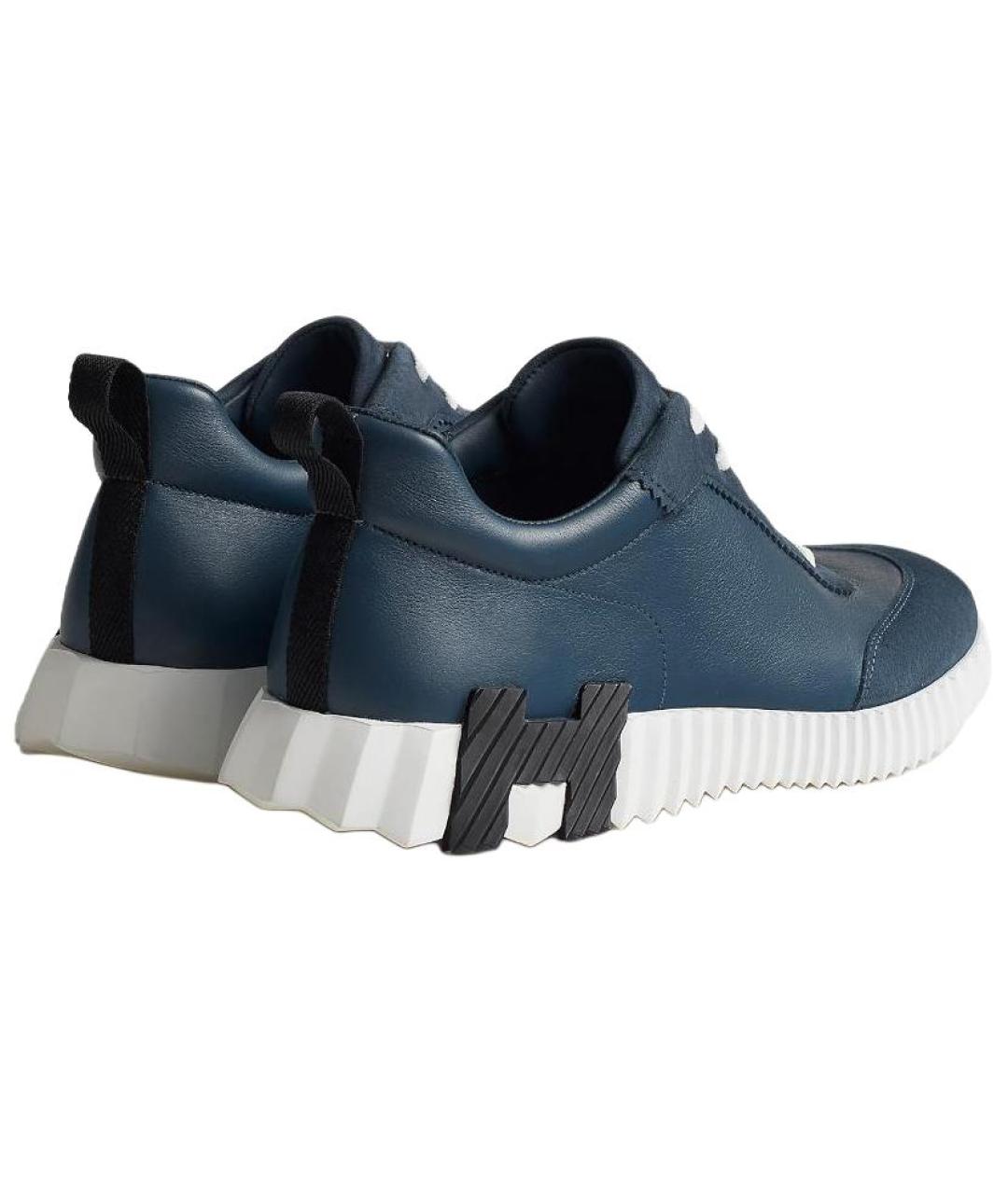 HERMES Синие кожаные низкие кроссовки / кеды, фото 3