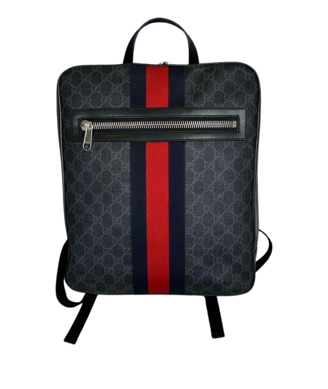 GUCCI Антрацитовый кожаный рюкзак, фото 1