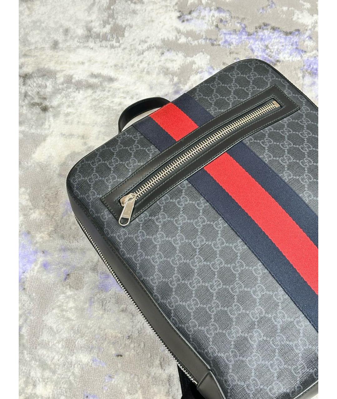 GUCCI Антрацитовый кожаный рюкзак, фото 4