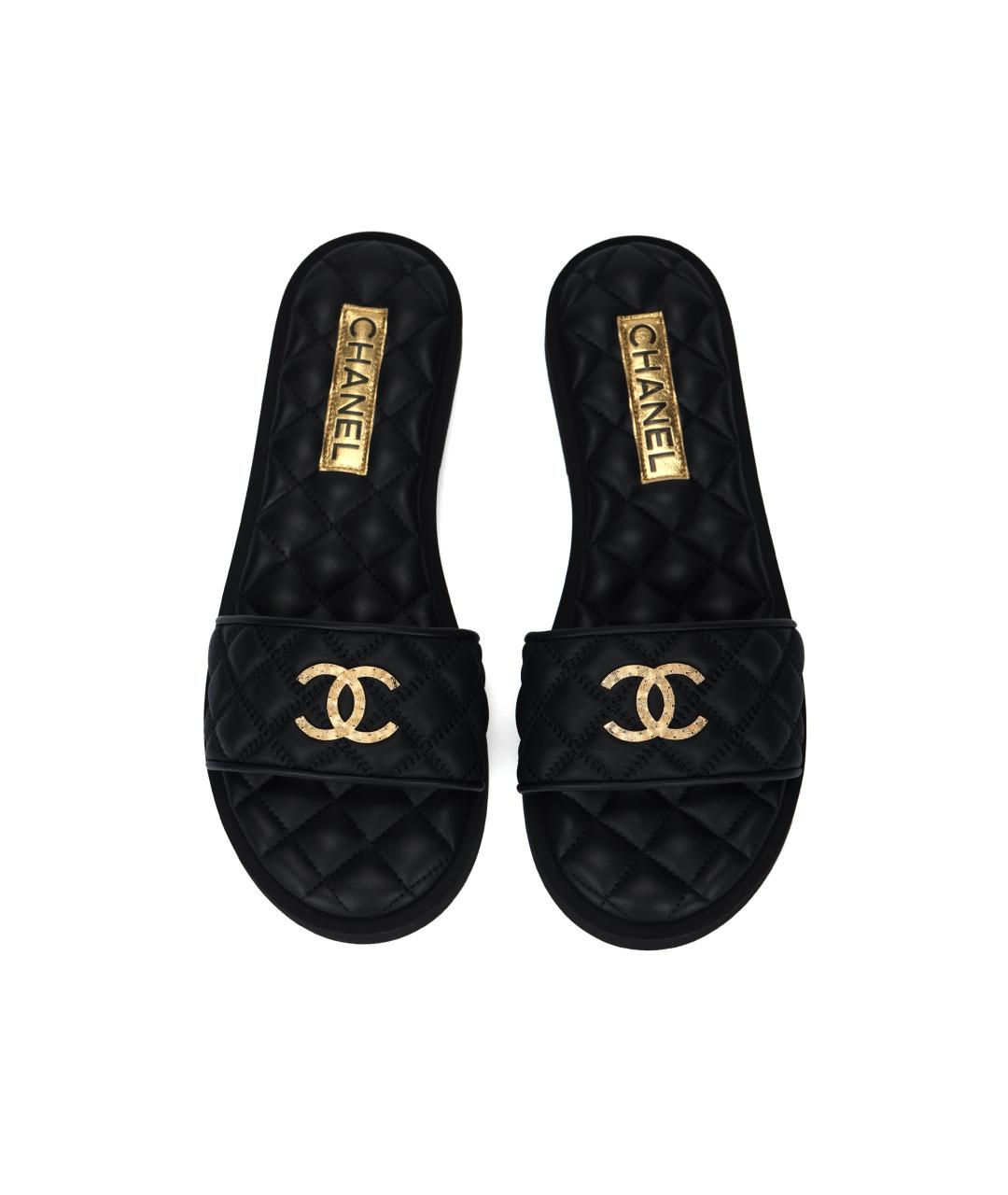 CHANEL Черные кожаные сандалии, фото 3