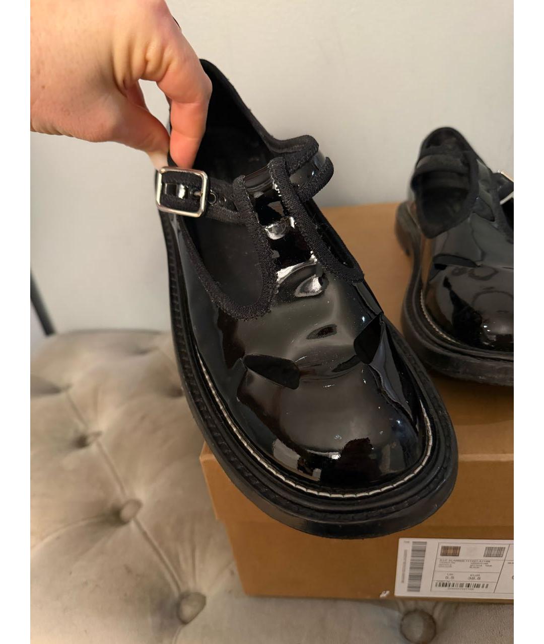 BURBERRY Черные кожаные сандалии, фото 4