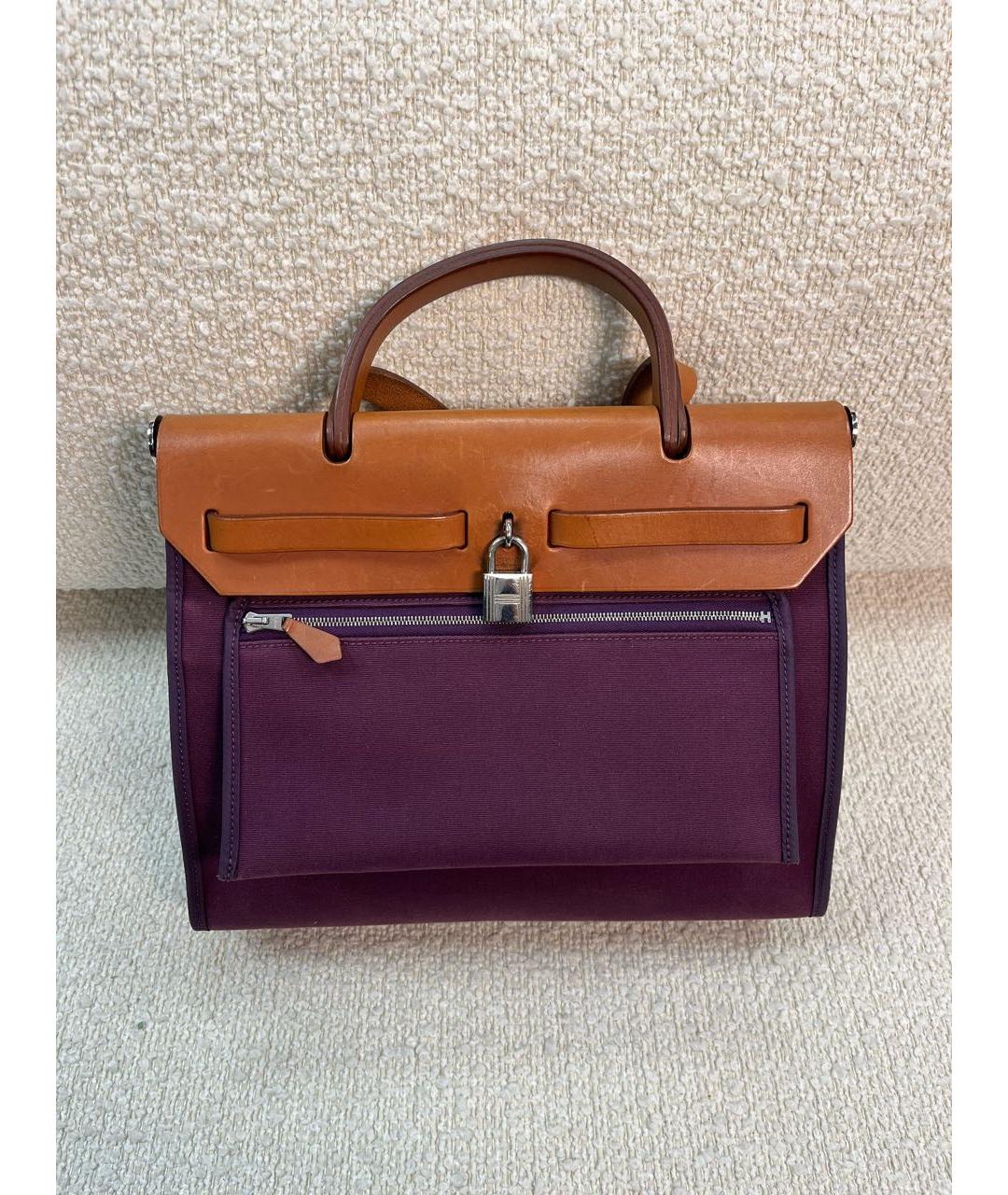 HERMES Фиолетовая тканевая сумка через плечо, фото 3