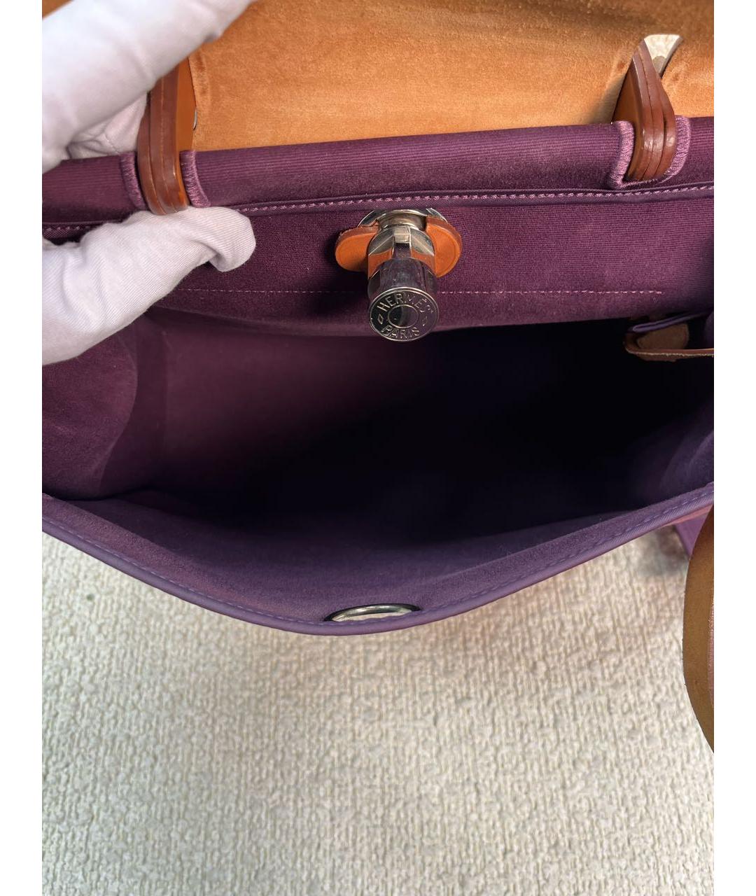 HERMES Фиолетовая тканевая сумка через плечо, фото 4