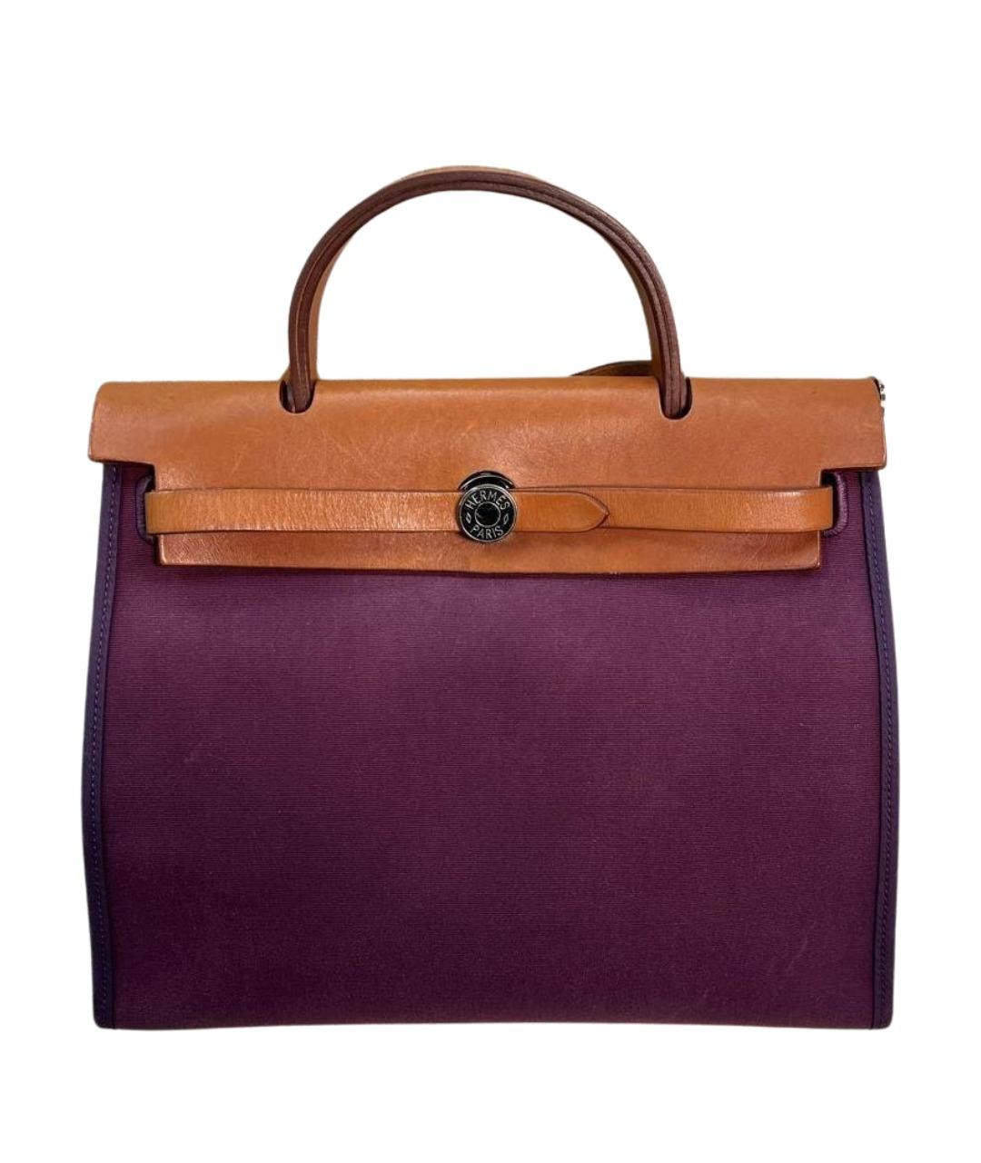 HERMES Фиолетовая тканевая сумка через плечо, фото 1