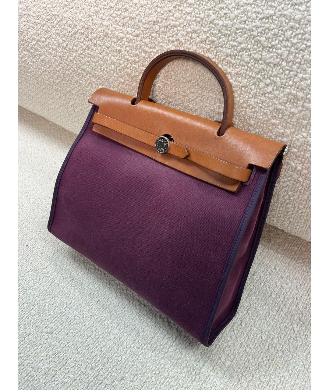 HERMES Фиолетовая тканевая сумка через плечо, фото 5