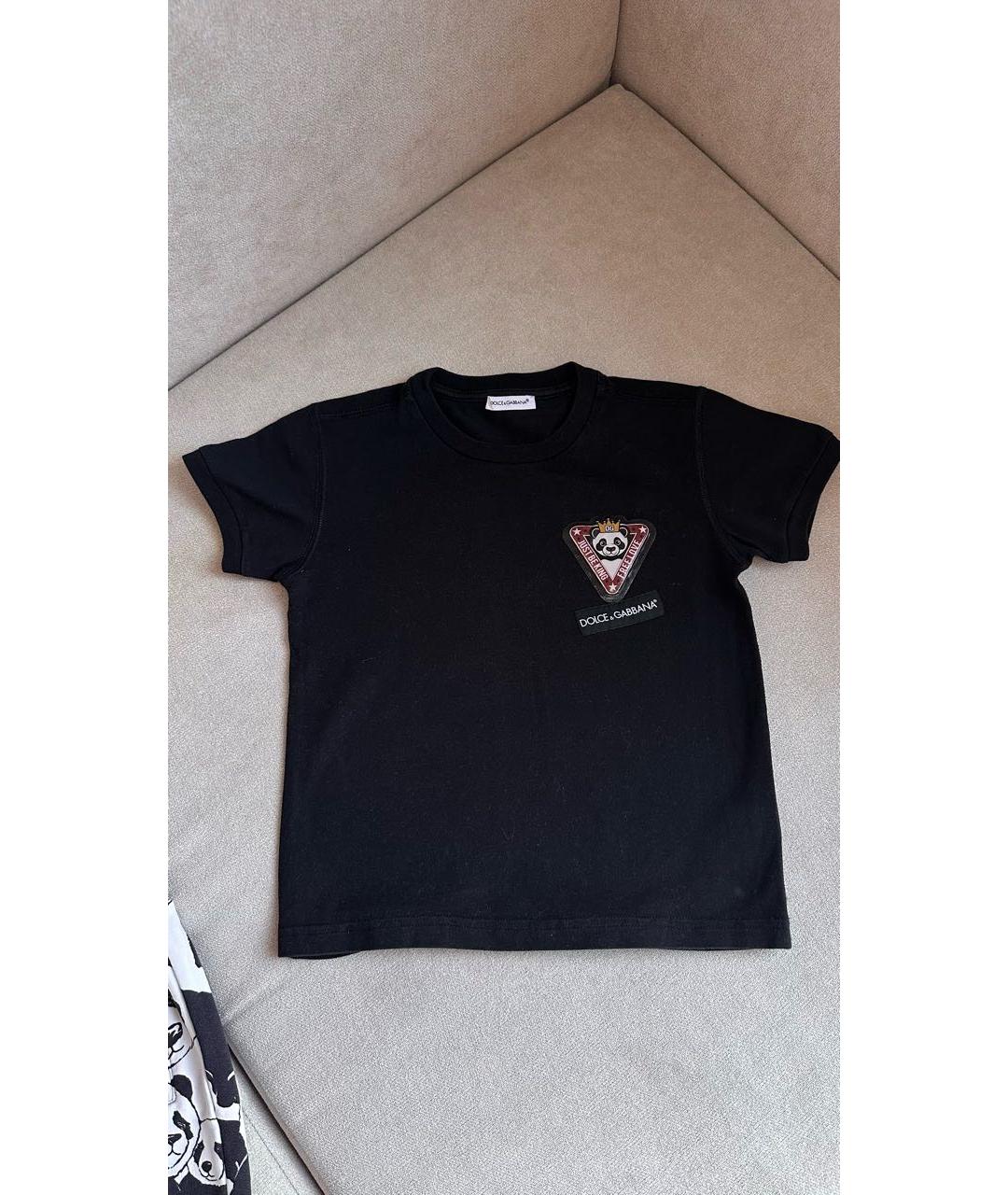 DOLCE&GABBANA Черная хлопковая детская футболка, фото 6
