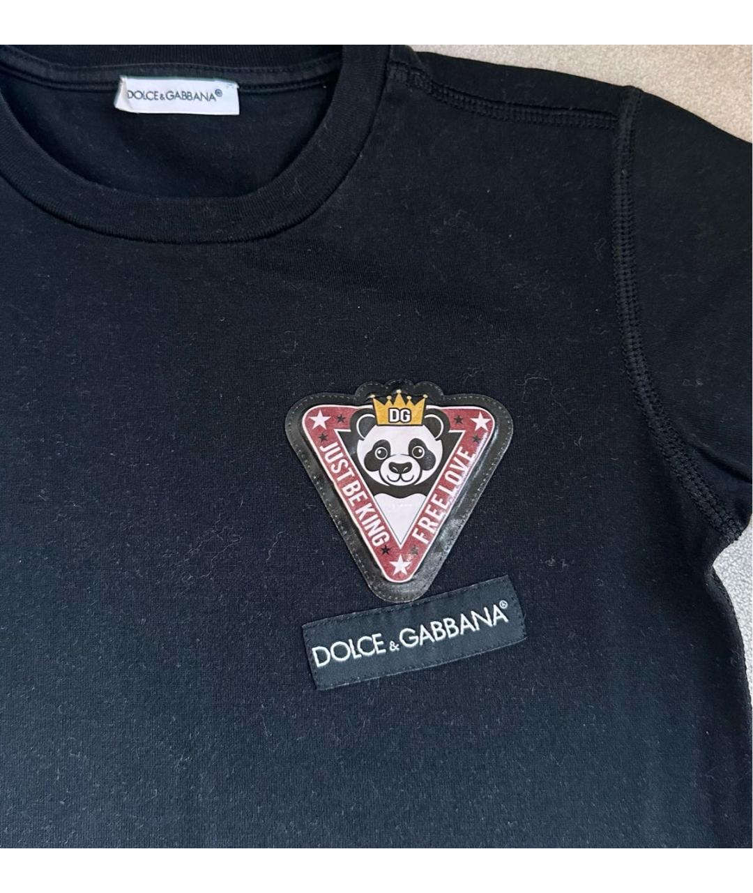 DOLCE&GABBANA Черная хлопковая детская футболка, фото 2