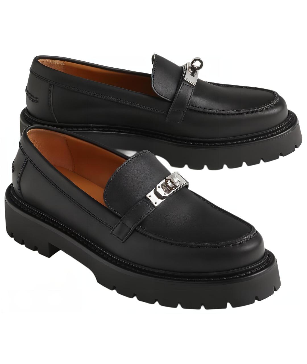 HERMES Черные кожаные лоферы, фото 4