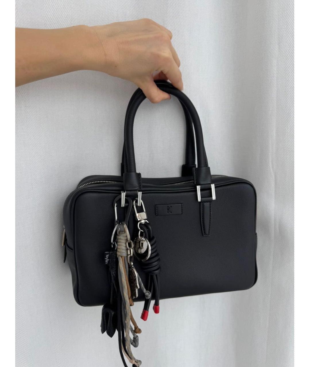 KITON Черная кожаная сумка с короткими ручками, фото 9