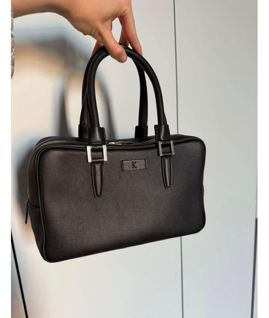 KITON Черная кожаная сумка с короткими ручками, фото 2