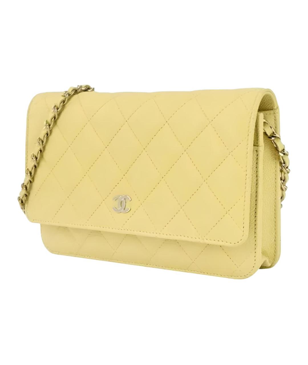 CHANEL Желтая кожаная сумка через плечо, фото 4