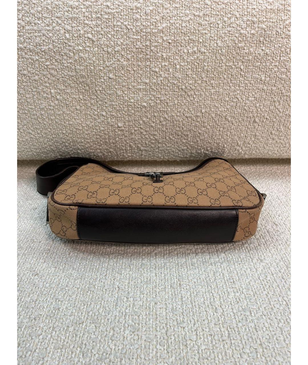 GUCCI Коричневая тканевая сумка с короткими ручками, фото 6